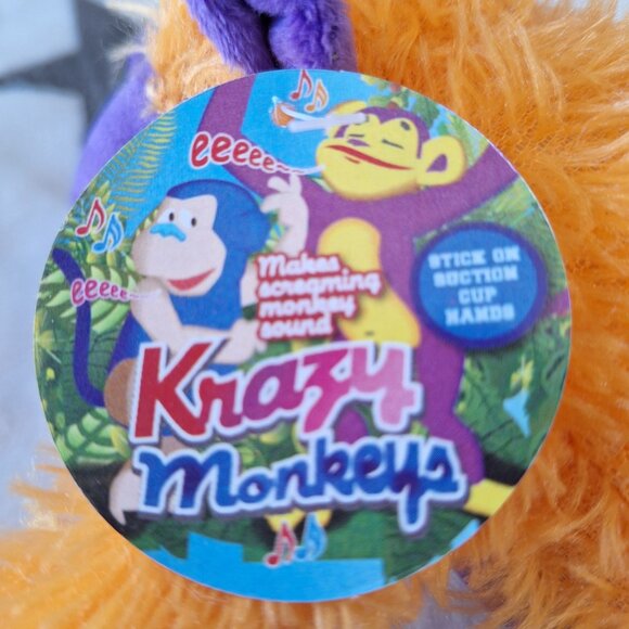 Krazy Monkeys - Makes Monkey Sound When Pressed Purple/Orange Suction Cup Hands - Picture 10 of 12